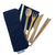 Bamboo Utensil Set with Straw & Napkin in Black Pencil Case